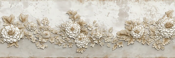 Intricate 3D floral lace pattern evokes sophistication for luxury textiles, wedding decor, and elegant branding in fashion or interior design contexts