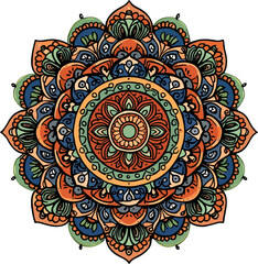 Ornate floral lace circle design, a vintage ornamental round arabesque pattern for decoration