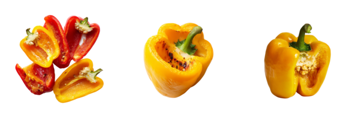 Vibrant bell peppers transparent background food photography culinary art