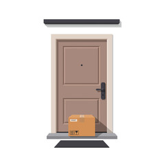 Online Shopping Order Arriving at a House Entrance