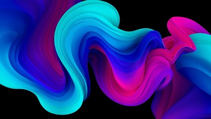 Abstract colorful fluid wave background with gradient colors on black