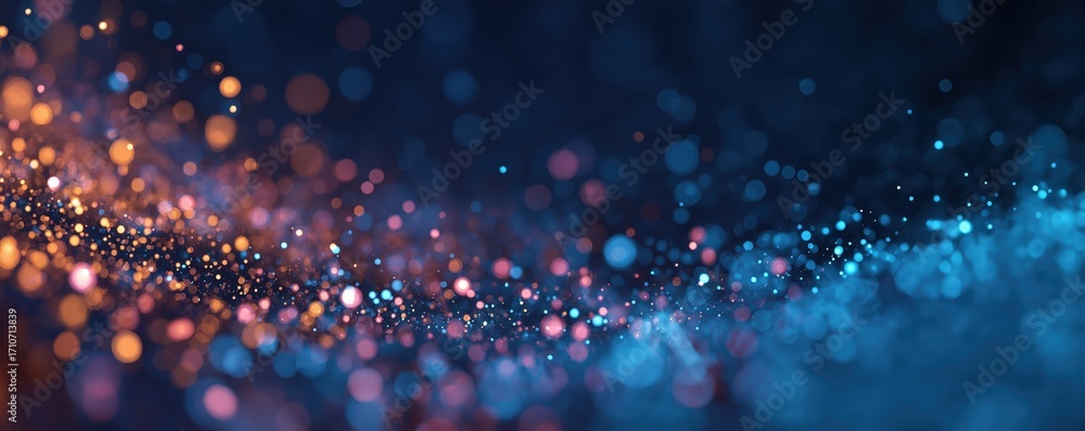 Poster a vibrant and abstract image showcasing shimmering lights and colorful bokeh effects, creating a sen