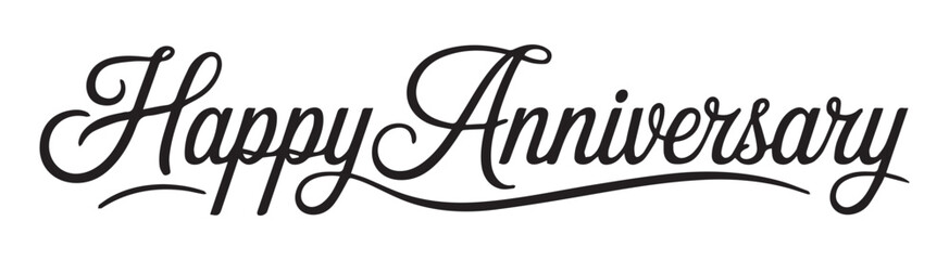 Happy Anniversary calligraphy with hearts and swirls