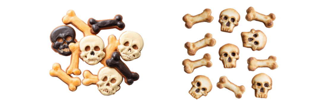 Halloween themed skull and bone decorations transparent background fun and spooky vibe