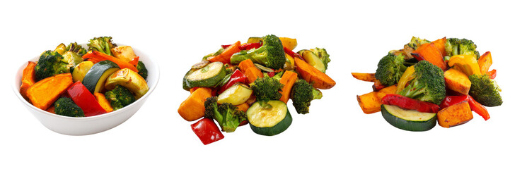 Vibrant mixed vegetable salad kitchen food photography transparent background fresh ingredients