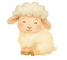 Watercolor Cute Sheep Baby