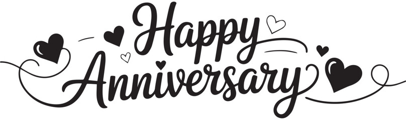 Obraz premium Happy Anniversary text with hearts and leaves celebration