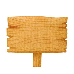 Wooden signboard isolated watercolor cartoon