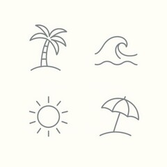 Obraz premium Minimalist summer icons for a relaxing holiday on a tropical beach destination escape