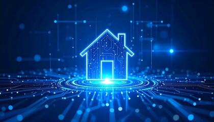 Digital home, circuit board, glowing