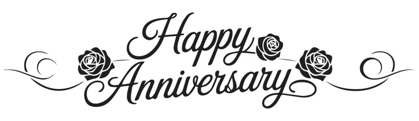 Happy Anniversary text with hearts on white love