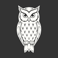 Striking owl stands, an elegant monochromatic bird with geometric feather details