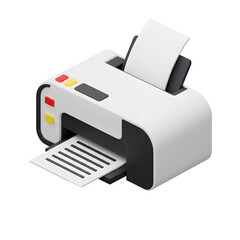 3D Printer Icon Printing Document on White Background. Modern Office Technology and Productivity Tool.