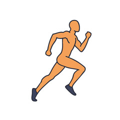 Fototapeta premium A vibrant, minimalist vector illustration depicts a dynamic human figure in mid-stride, showcasing the essence of running, speed, and athletic pursuit.