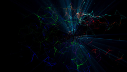 Futuristic point wave of particles. Visualization of sound waves. Technology or science banner. Abstract digital 3D wave. 