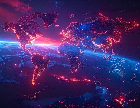 Global map of illuminated cities