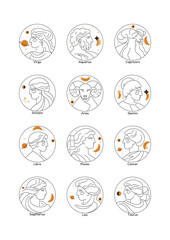 horoscope, zodiac signs vector set-01