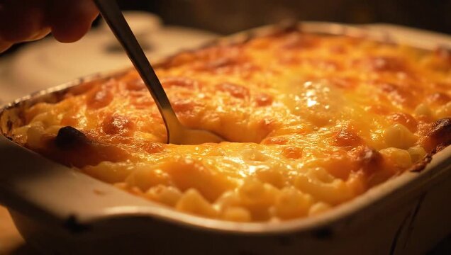 golden baked macaroni and cheese casserole
