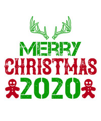 Fototapeta premium Festive Christmas Greetings: A vibrant graphic, combining classic Christmas elements to spell out Merry Christmas 2020, perfectly capturing the spirit of joy.