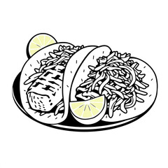 Grilled fish tacos with cabbage slaw and lime