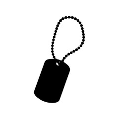 Silhouette of military identification dog tag with a beaded necklace chain