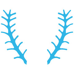 Digital art of two symmetrical, stylized, light blue baseball stitch patterns facing each other on a clean white background, creating a simple, graphic design.
