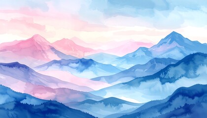 Pastel-colored mountain range digital art