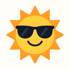Cute sun with sunglasses cartoon illustration