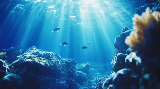 Coral reef. Animals of the underwater sea world. Ecosystem. Colorful tropical fish.