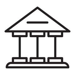 Bank Building Vector Line Icon Design