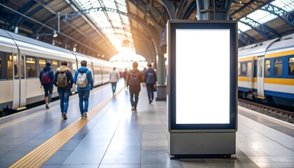 Empty billboard at train station