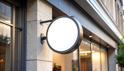 Empty circular storefront sign