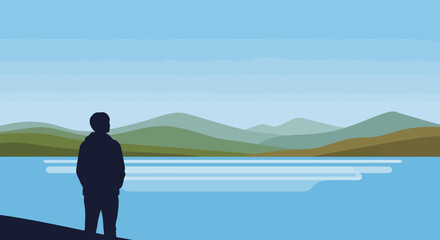 Obraz premium Serene Lakeside View A Moment of Tranquility