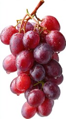 Fresh Red Grapes Close Up Still Life on White Background Studio Shot with Water Droplets Healthy Eating Lifestyle