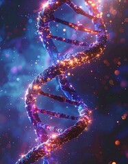 Obraz premium DNA-Strang mit Partikeln