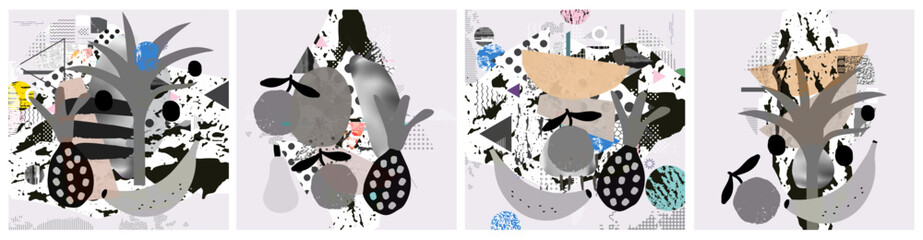 Geometric Abstract Vector Collage with Artistic Shapes and Textures. Creative Backgrounds for Posters, Flyers, Brochures, and Branding