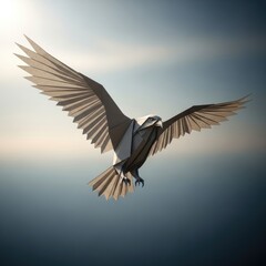 Fototapeta premium Majestic raven soars through a cloudy sky