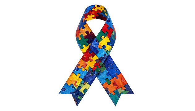 Colorful ribbon with jigsaw puzzle design - Powered by Adobe