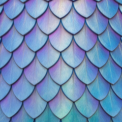 Iridescent blue and purple layered scales pattern macro texture