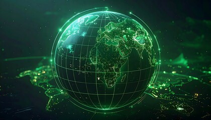 Globes, digital, vibrant green