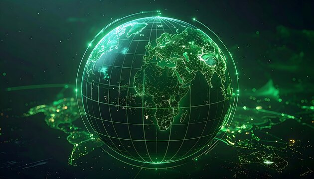 Globes, digital, vibrant green