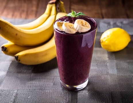 acai batido com banana servido em um copo comida brasileira comida doce