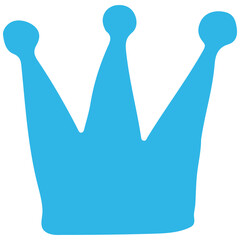 Digital art in the style of a simple, light blue crown with three rounded points, isolated on a plain white background, creating a playful mood.
