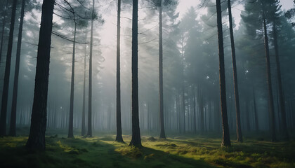 Obraz premium Foggy Pine Forest | Atmospheric Nature Photography