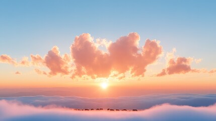 Dreamy Sky at Sunset: As the day gives way to night, the sky is painted with a breathtaking array of colors, with gentle clouds kissed by the warm, setting sun, casting a magical glow.