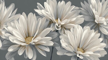 Obraz premium A serene arrangement of white daisy flowers with soft petals, creating a calming floral background for designs and art
