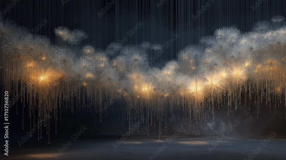 Poster exploding constellations dripping like liquid mercury