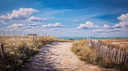 Coastal path under sunny sky