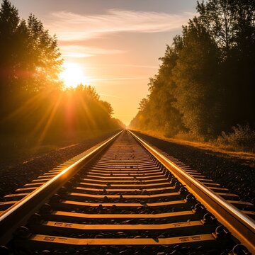 Golden Hour on Railway Tracks