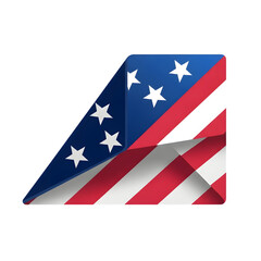 Abstract representation of the american flag folded into a triangular shape, isolated on transparent background